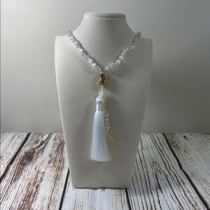 Selenite Gemstone Bead Handmade Beaded Mala Necklace